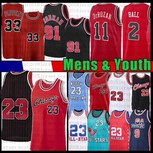 men's youth kid's 23 scottie 33 pippen dennis 91 rodman basketball jersey demar 11 derozan lonzo 2 ball mj north carolina state un, Black;red
men's youth kid's 23 scottie 33 pippen dennis 91 rodman basketball jersey demar 11 derozan lonzo 2 ball mj north carolina state un, Black;red