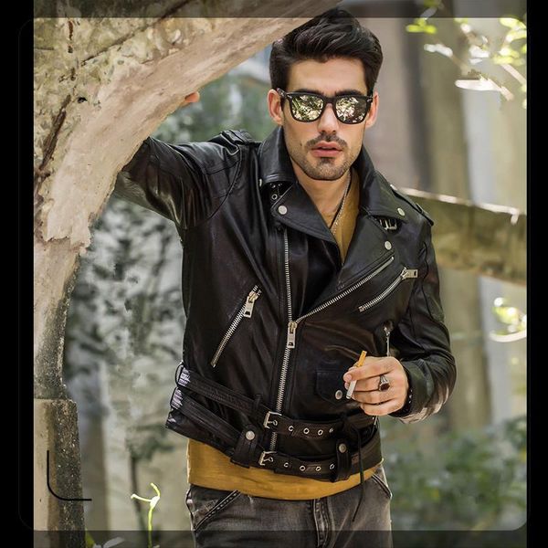 men's leather & faux fahsion double belts genuine black punk style fashion biker jacket men coat male
men's leather & faux fahsion double belts genuine black punk style fashion biker jacket men coat male