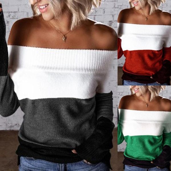 women's sweaters ladies fashion striped patchwork strapless long sleeve one-shoulder pullover loose soft knitted sweater knit, White;black
women's sweaters ladies fashion striped patchwork strapless long sleeve one-shoulder pullover loose soft knitted sweater knit, White;black