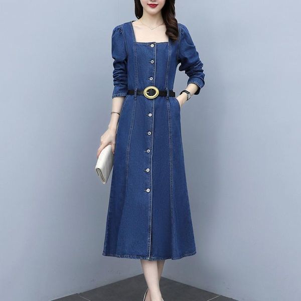 casual dresses spring autumn vintage jeans dress women single breasted long shirt korean style fashion vestidos, Black;gray
casual dresses spring autumn vintage jeans dress women single breasted long shirt korean style fashion vestidos, Black;gray