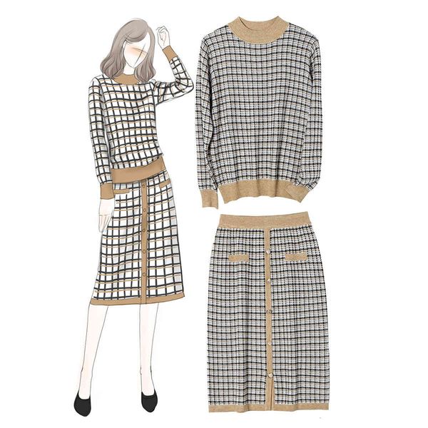 two piece dress autumn winter khaki long sleeve crew neck knitted sweater + plaid print panelled mid-calf skirt 2 s set n16911122 7nd9, White
two piece dress autumn winter khaki long sleeve crew neck knitted sweater + plaid print panelled mid-calf skirt 2 s set n16911122 7nd9, White