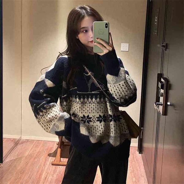 spring and autumn sweater female students korean loose ins net red western style women 210427, White;black
spring and autumn sweater female students korean loose ins net red western style women 210427, White;black