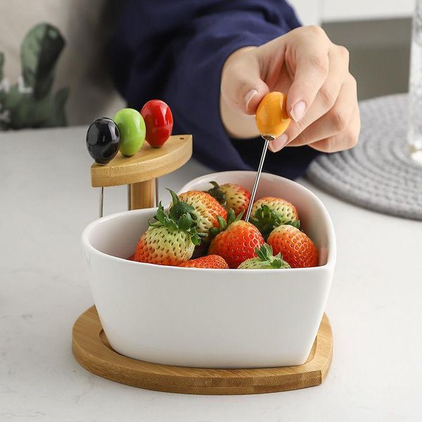 dishes & plates heart shaped ceramic fruit plate with forks white salad serving bowl wood stand holder creative snack for home party
dishes & plates heart shaped ceramic fruit plate with forks white salad serving bowl wood stand holder creative snack for home party