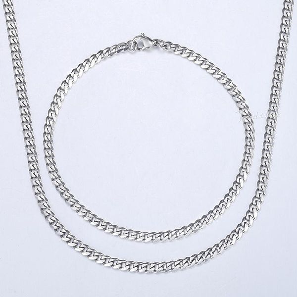 earrings & necklace mens jewelry sets silver color stainless steel bracelet set curb cuban chain wholesale gifts 3mm hks114
earrings & necklace mens jewelry sets silver color stainless steel bracelet set curb cuban chain wholesale gifts 3mm hks114