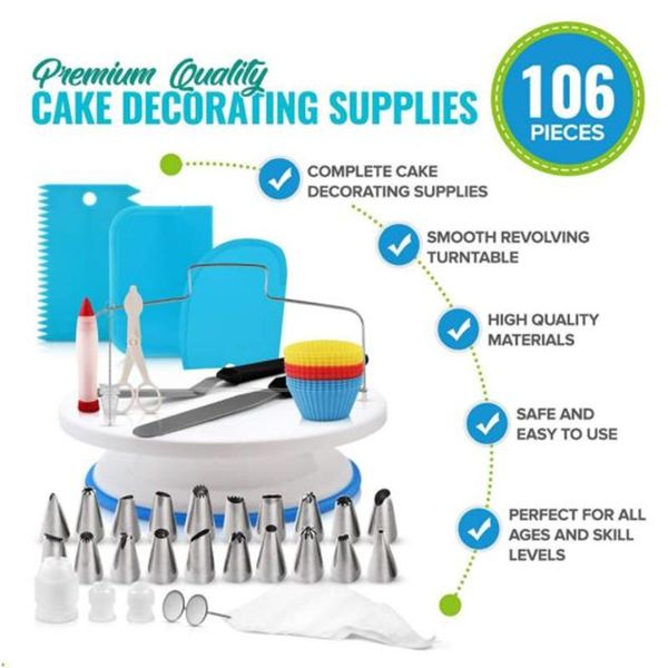 106pcs/set 10 inch cake turntable set decorating kit table diy pastry baking tool kitchen dessert cupcake nozzles & tools
106pcs/set 10 inch cake turntable set decorating kit table diy pastry baking tool kitchen dessert cupcake nozzles & tools