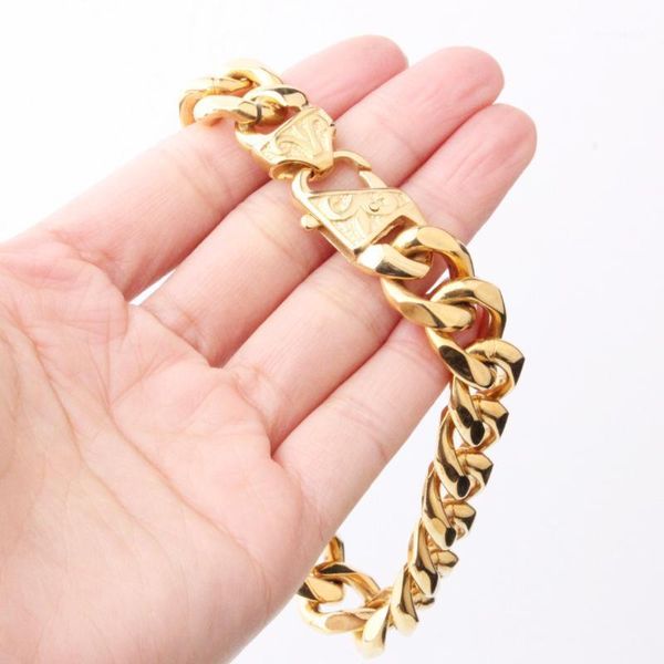 gold bracelet men's charm jewelry cuba miami style stainless steel friend's gift 12mm fine workmanship high polished 20201, Black
gold bracelet men's charm jewelry cuba miami style stainless steel friend's gift 12mm fine workmanship high polished 20201, Black
