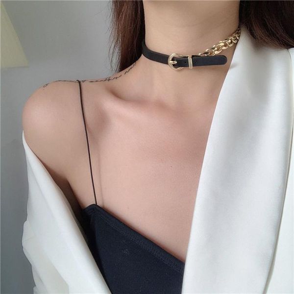 chokers golden chain choker necklaces short black leather button statement korean fashion jewelry neo gothic girl's sexy, Golden;silver
chokers golden chain choker necklaces short black leather button statement korean fashion jewelry neo gothic girl's sexy, Golden;silver