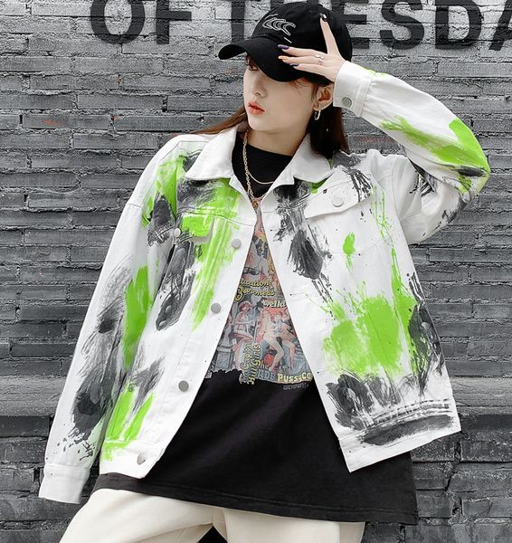 women's fur & faux spring autumn fashion graffiti print denim coat women streetwear loose long sleeve casual jeans jacket female c, Black
women's fur & faux spring autumn fashion graffiti print denim coat women streetwear loose long sleeve casual jeans jacket female c, Black
