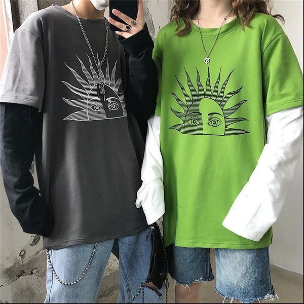 women tshirt womens t shirt tees bf regular album jersey casual print fake two piece long sleeve clothes punk, White
women tshirt womens t shirt tees bf regular album jersey casual print fake two piece long sleeve clothes punk, White