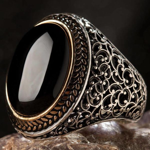 cluster rings oval black onyx gemstone ring ottoman motif vintage symmetric style handcarved men accessories, Golden;silver
cluster rings oval black onyx gemstone ring ottoman motif vintage symmetric style handcarved men accessories, Golden;silver