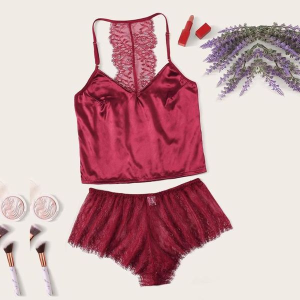 bras sets women lace satin back camisole backless shorts sleepwear lingerie bielizna zestaw conjuntos de mujer ropa interior 3@, Red;black
bras sets women lace satin back camisole backless shorts sleepwear lingerie bielizna zestaw conjuntos de mujer ropa interior 3@, Red;black