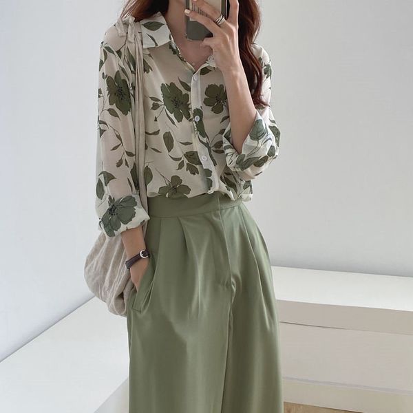 streetwear green leaves chiffon girls all match ol gentle korean chic stylish women office lady shirts 210421, White
streetwear green leaves chiffon girls all match ol gentle korean chic stylish women office lady shirts 210421, White