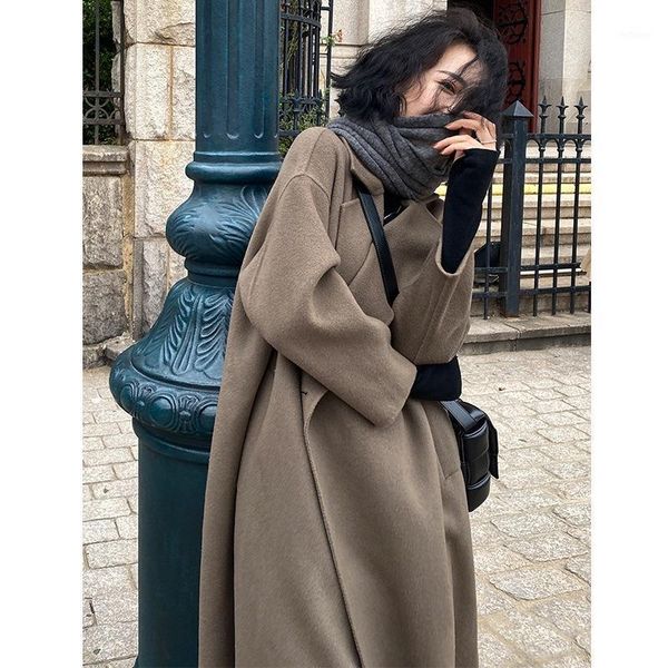double sided cashmere coat autumn and winter 2021 style temperament high end mid long slim faced tweed women's wool & blends, Black
double sided cashmere coat autumn and winter 2021 style temperament high end mid long slim faced tweed women's wool & blends, Black