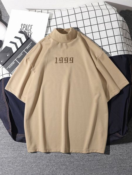 men number embroidery mock neck tee n1y1#, White;black
men number embroidery mock neck tee n1y1#, White;black