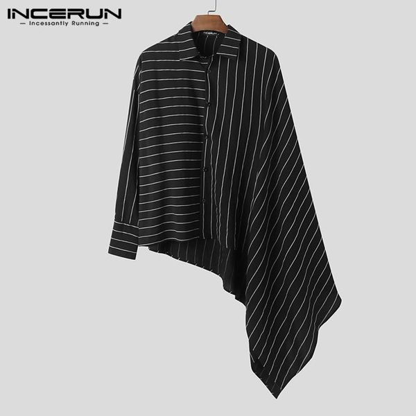 fashion men striped shirt long sleeve streetwear button cloak lapel personality chic casual irregular shirts s-5xl incerun men's, White;black
fashion men striped shirt long sleeve streetwear button cloak lapel personality chic casual irregular shirts s-5xl incerun men's, White;black
