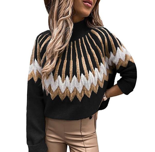 women's sweaters 2021 autumn and winter european american fashion sweater pullover print high neck long sleeve loose casual sweat, White;black
women's sweaters 2021 autumn and winter european american fashion sweater pullover print high neck long sleeve loose casual sweat, White;black