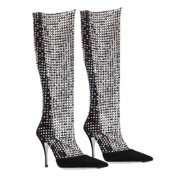 boots 2021 spring cool pointed toe crystal zip knee high sheepskin thin heels long boot botas femininas shoes woman, Black
boots 2021 spring cool pointed toe crystal zip knee high sheepskin thin heels long boot botas femininas shoes woman, Black