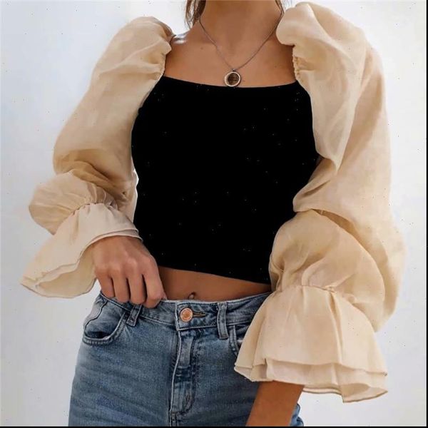 stylish sweet patchwork organza women blouses knitted fashion see through sleeve stretch female shirts party chic, White
stylish sweet patchwork organza women blouses knitted fashion see through sleeve stretch female shirts party chic, White