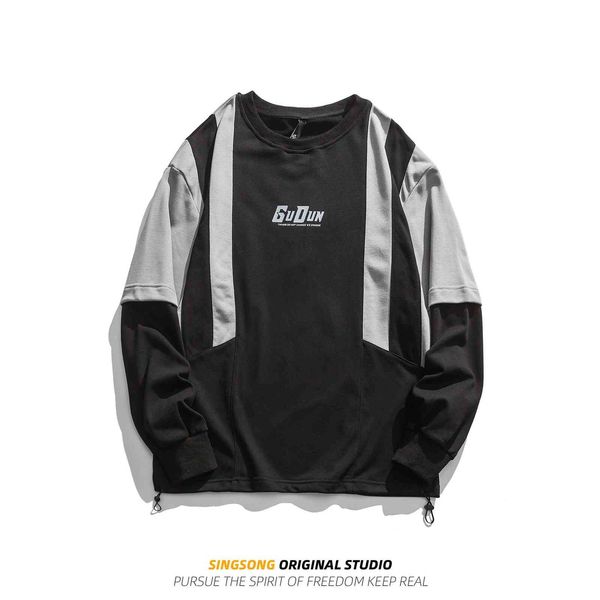 the fine fleece hoodies weiyi men's spring and autumn street trend hip hop stitching color contrast fake two round neck pullover colleg, Black
the fine fleece hoodies weiyi men's spring and autumn street trend hip hop stitching color contrast fake two round neck pullover colleg, Black