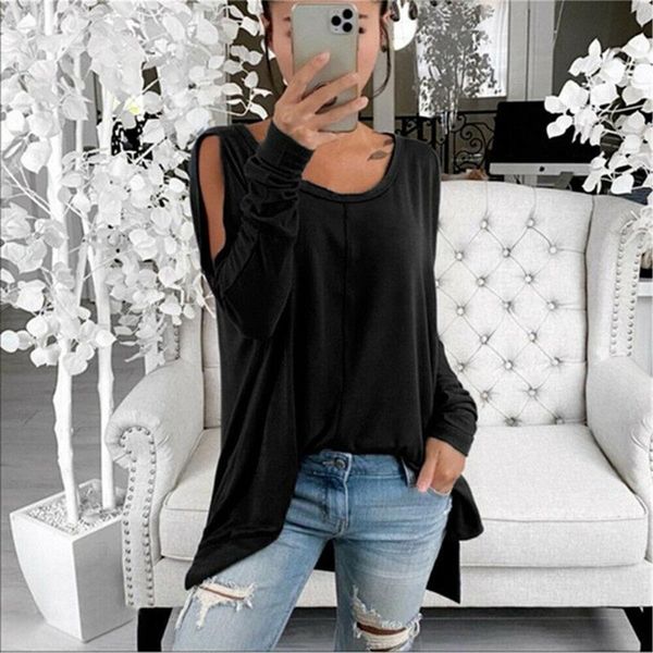 women's blouses & shirts casual off shoulder blouse solid color round neck hollow out long sleeve ladies loose, White
women's blouses & shirts casual off shoulder blouse solid color round neck hollow out long sleeve ladies loose, White