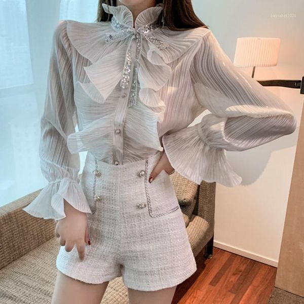 women's tracksuits sweet two piece sets 2021 women autumn sequin bow tie ruffle trumpet sleeve shirt blouse + high waist button shorts, Gray
women's tracksuits sweet two piece sets 2021 women autumn sequin bow tie ruffle trumpet sleeve shirt blouse + high waist button shorts, Gray