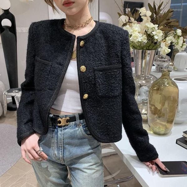 korean fashion streetwear tweed jacket elegant ladies autumn winter woolen women single breasted outwear coat female women's wool & bl, Black
korean fashion streetwear tweed jacket elegant ladies autumn winter woolen women single breasted outwear coat female women's wool & bl, Black