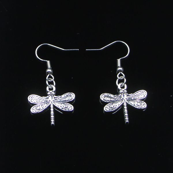 

New Fashion Handmade 21*19mm Dragonfly Earrings Stainless Steel Ear Hook Retro Small Object Jewelry Simple Design For Women Girl Gifts