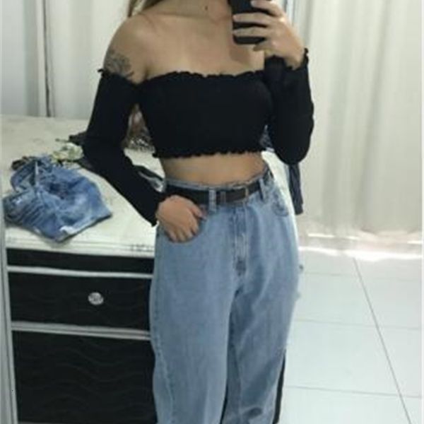 women's t-shirt ruffles elastic slash neck tee women off shoulder hollow out long sleeve cotton short t -shirt crop 3 colors 01is, White
women's t-shirt ruffles elastic slash neck tee women off shoulder hollow out long sleeve cotton short t -shirt crop 3 colors 01is, White