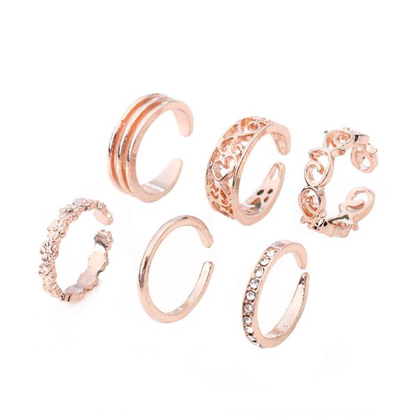 2020 new exaggeration jewelry 6-piece set with diamond hollow love and foot ring, Black
2020 new exaggeration jewelry 6-piece set with diamond hollow love and foot ring, Black
