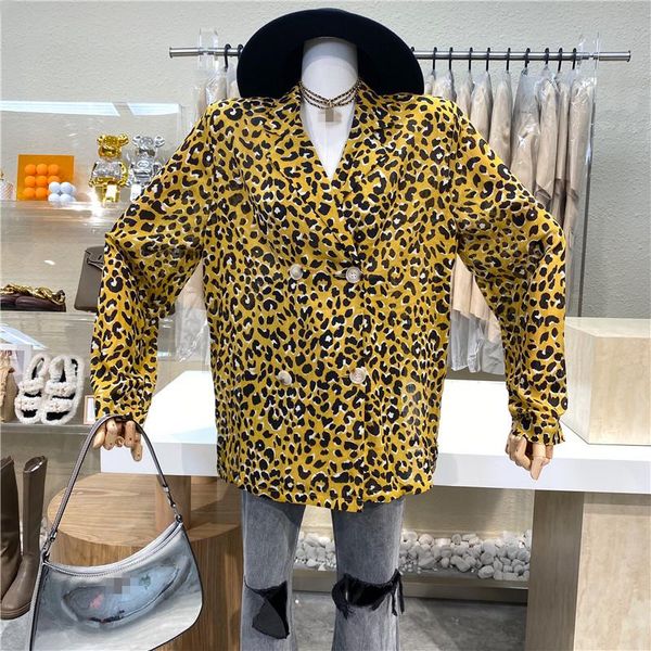 women's jackets brand original design fashion leopard print double breasted lapel loose personality shirt 2021 sense temperament coat, Black;brown
women's jackets brand original design fashion leopard print double breasted lapel loose personality shirt 2021 sense temperament coat, Black;brown