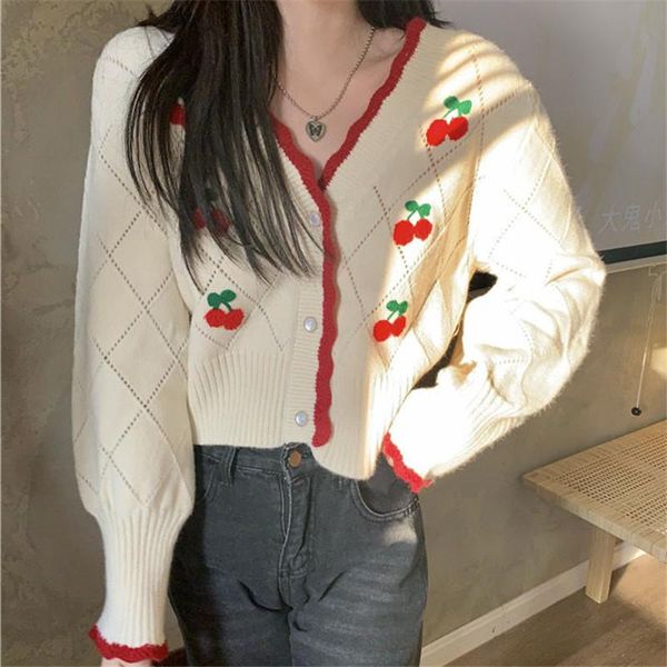 women's knits & tees fall 2021 crop cardigan sweater women embroidered cherry cardigans cute kawaii knitted female v-neck casual black, White
women's knits & tees fall 2021 crop cardigan sweater women embroidered cherry cardigans cute kawaii knitted female v-neck casual black, White