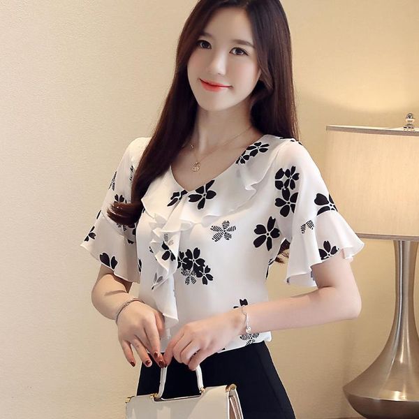 women's blouses & shirts 2021fashion chiffon printing casual ladies shirt women flared sleeves korean style blouse, White
women's blouses & shirts 2021fashion chiffon printing casual ladies shirt women flared sleeves korean style blouse, White