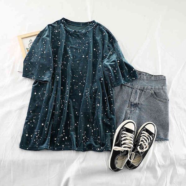 women's t-shirt loose velvet gilded short-sleeved t-shirt vintage stars printed retro streetwear casual plus size harajuku tee shirt fe, White
women's t-shirt loose velvet gilded short-sleeved t-shirt vintage stars printed retro streetwear casual plus size harajuku tee shirt fe, White