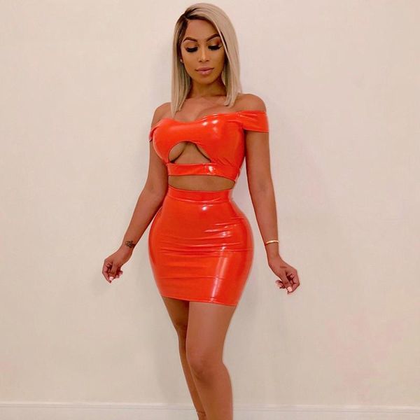 two piece dress fashion off shoulder pu leather set hollow out high waist mini summer women zipper club party, White
two piece dress fashion off shoulder pu leather set hollow out high waist mini summer women zipper club party, White