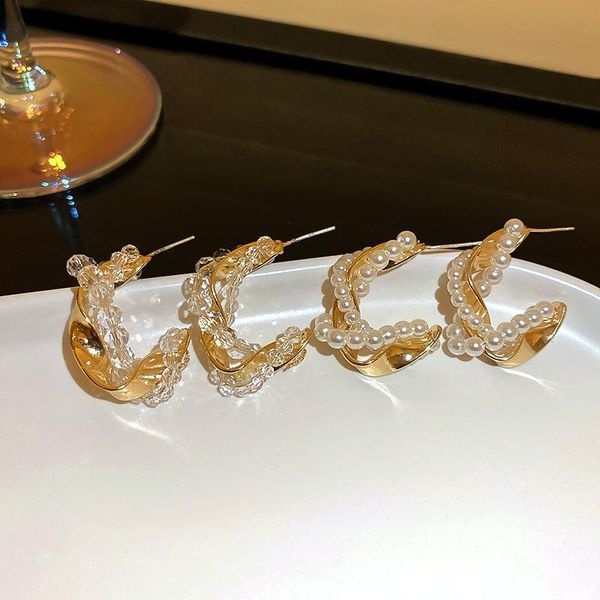 hoop & huggie 925 silver needle exquisite twisted simulated pearl crystal c shape earrings for women korean delicate gift jewelry, Golden;silver
hoop & huggie 925 silver needle exquisite twisted simulated pearl crystal c shape earrings for women korean delicate gift jewelry, Golden;silver