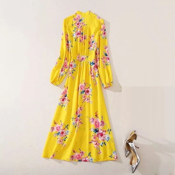 dress autumn fashion women charming floral print vintage buttons long sleeve casual maxi yellow dress, Black;gray
dress autumn fashion women charming floral print vintage buttons long sleeve casual maxi yellow dress, Black;gray