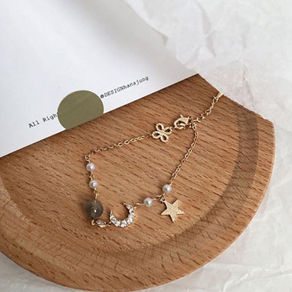 link, chain simple cute star moon pendant bracelet trendy exquisite connected finger bracelets hand accessories women gifts beaded, Black
link, chain simple cute star moon pendant bracelet trendy exquisite connected finger bracelets hand accessories women gifts beaded, Black