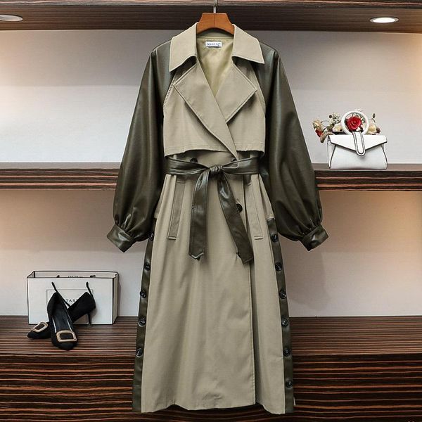 women's trench coats green large lapel contrast stitched pu leather windbreaker coat winter 2021 for women clothes jacket olmujer, Tan;black
women's trench coats green large lapel contrast stitched pu leather windbreaker coat winter 2021 for women clothes jacket olmujer, Tan;black