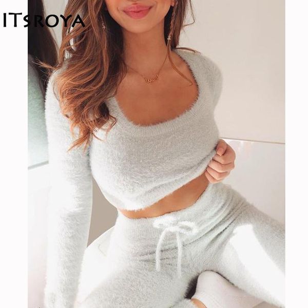 women's tracksuits itsroya knitted solid autumn winter 2 piece set women long sleeves crop drawstring pants two casual tracksuit, Gray
women's tracksuits itsroya knitted solid autumn winter 2 piece set women long sleeves crop drawstring pants two casual tracksuit, Gray