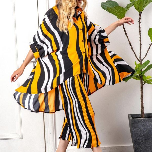 women's two piece pants vanovich european and american loose shirt women plus pleated wide-leg pant sets autumn 2021 pieces, White
women's two piece pants vanovich european and american loose shirt women plus pleated wide-leg pant sets autumn 2021 pieces, White