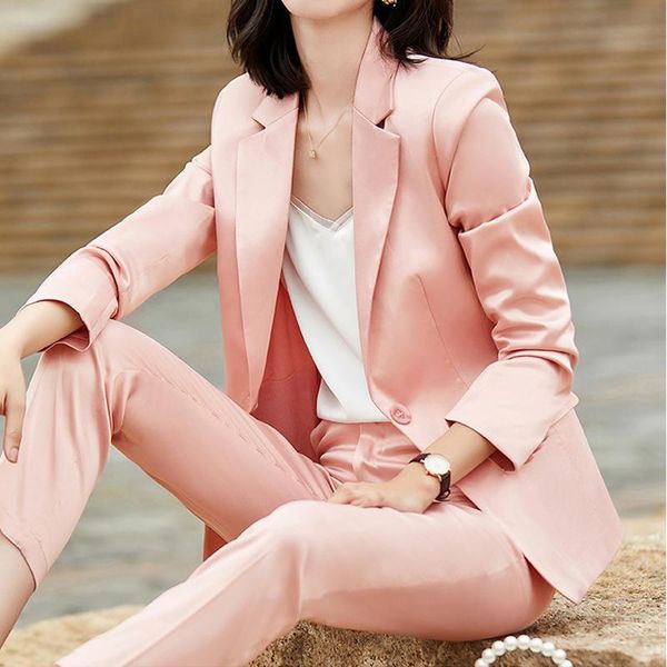 professional suit pants women acetate satin sag jacket slim trousers 2-piece 2021 autumn women's clothing blazer two piece, White
professional suit pants women acetate satin sag jacket slim trousers 2-piece 2021 autumn women's clothing blazer two piece, White