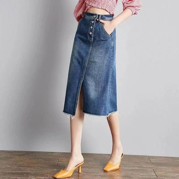 skirts knee length denim skirt women streetwear casual pocket high waist a-line jeans for female students irregular split, Black
skirts knee length denim skirt women streetwear casual pocket high waist a-line jeans for female students irregular split, Black