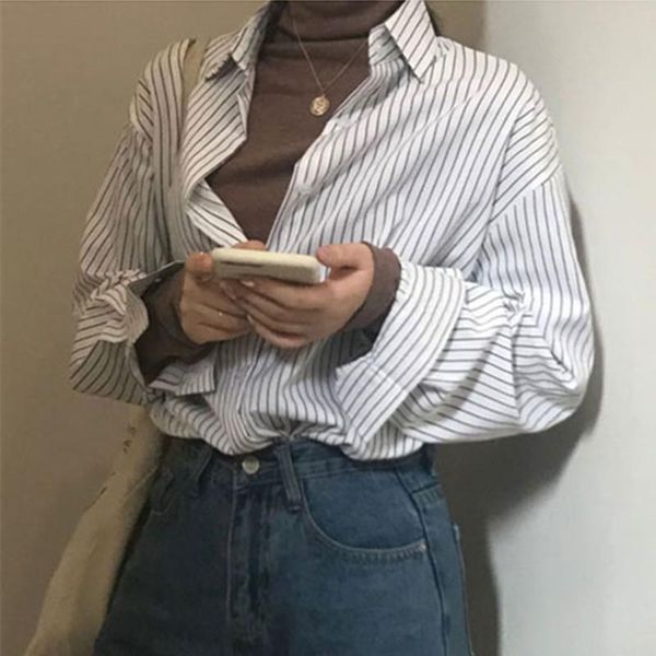 women's blouses & shirts 2021 spring fashion strip women black white female elegant lapel long seeve blusas mujer de moda
women's blouses & shirts 2021 spring fashion strip women black white female elegant lapel long seeve blusas mujer de moda