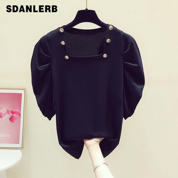 summer woman tshirts fashion square collar puff sleeve solid color elegant t-shirt female casual all-matching women's, White
summer woman tshirts fashion square collar puff sleeve solid color elegant t-shirt female casual all-matching women's, White
