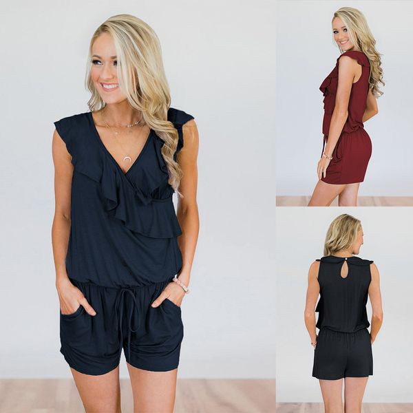 2021 summer new fashion casual women jumpsuit pretty elastic solid color sleeveless deep v-neck lace sashes shorts woman romper trousers, Black;white
2021 summer new fashion casual women jumpsuit pretty elastic solid color sleeveless deep v-neck lace sashes shorts woman romper trousers, Black;white