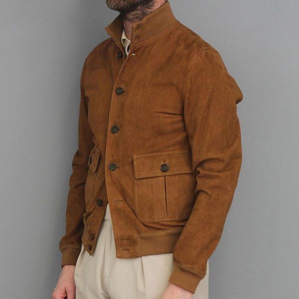 men's jackets 2021 mens casual long sleeve outerwear vintage basic solid overcoat autumn winter buttoned stand collar pullover, Black;brown
men's jackets 2021 mens casual long sleeve outerwear vintage basic solid overcoat autumn winter buttoned stand collar pullover, Black;brown