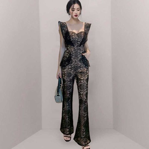 lace backless women square collar sleeveless jumpsuits ladies elegant fashion ol high waist slim black flare rompers 210526, Black;white
lace backless women square collar sleeveless jumpsuits ladies elegant fashion ol high waist slim black flare rompers 210526, Black;white