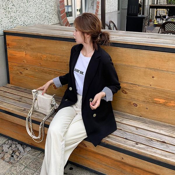 women's suits & blazers clothes women vintage black blazer coat casual double breasted female fashion long sleeve ladies plus size, White;black
women's suits & blazers clothes women vintage black blazer coat casual double breasted female fashion long sleeve ladies plus size, White;black