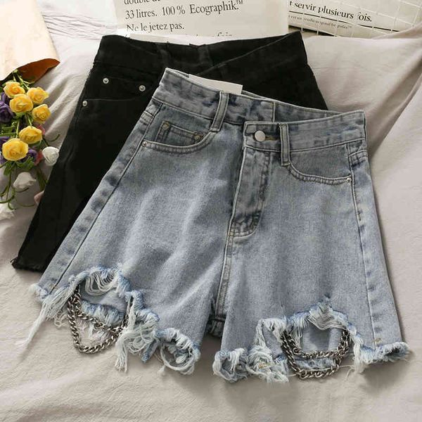 harajuku fashion women denim high waist black jeans female summer korean streetwear vintage ripped chain wide leg shorts, White;black
harajuku fashion women denim high waist black jeans female summer korean streetwear vintage ripped chain wide leg shorts, White;black