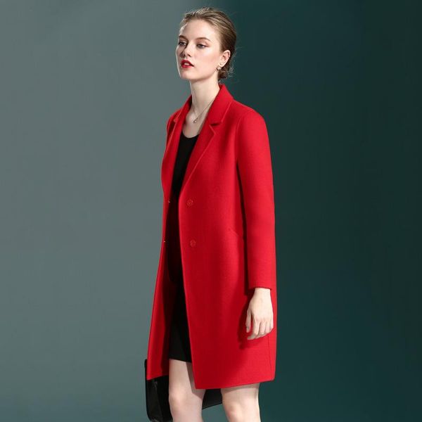 women's wool & blends autumn and winter double faced cashmere overcoat 2021 high-end mid length slim fit suit, Black
women's wool & blends autumn and winter double faced cashmere overcoat 2021 high-end mid length slim fit suit, Black